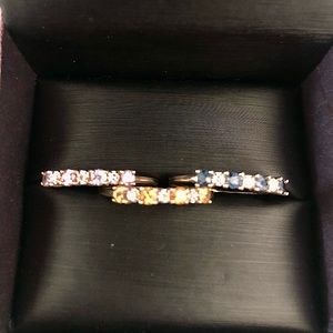 3 ring stackable set 10K yellow gold w/ genuine blue, yellow & pink sapphires